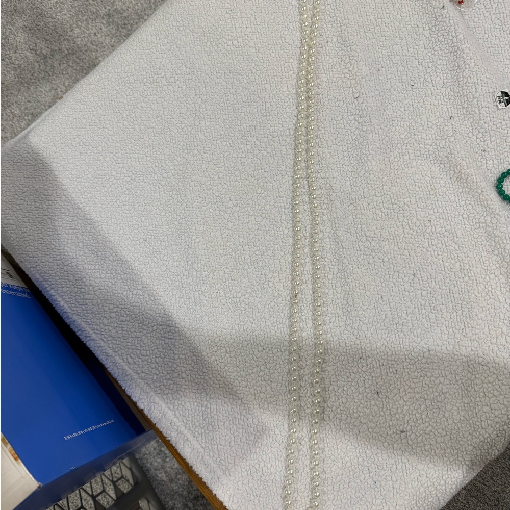 long, white, faux pearl necklace, approximately  42” inch
